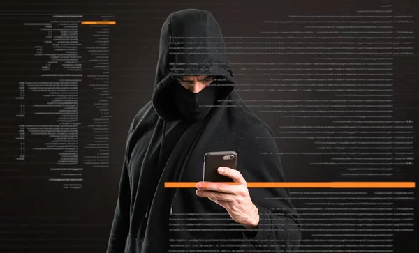 Hacker Sötét Háttér Mobil — Stock Fotó