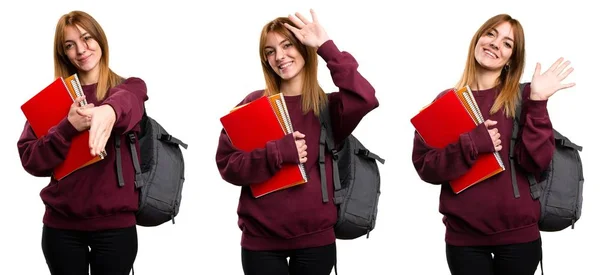 Conjunto Saludo Mujer Estudiante —  Fotos de Stock