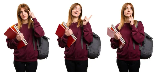 Set Student Woman Thinking — Stock Photo, Image