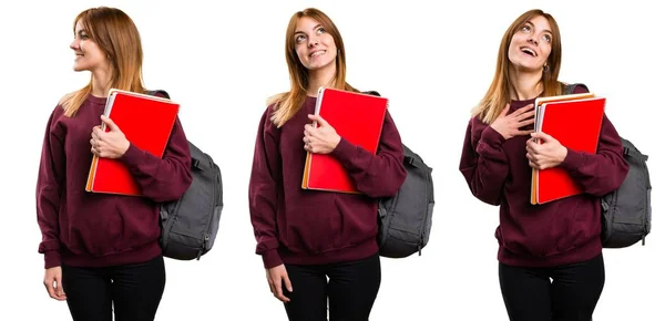 Set Student Woman Looking Lateral — Stock Photo, Image
