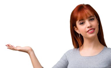 Boşaltmak hayali avuç içinde tutan genç Kızıl saçlı kız