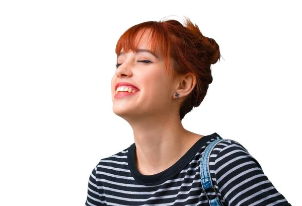 Young Student Redhead Girl Laughing — Stock Photo, Image