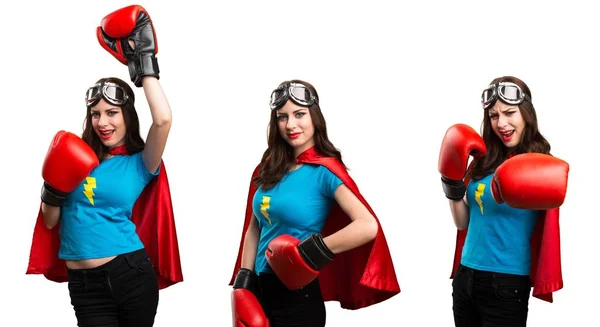 Σύνολο Αρκετά Superhero Κορίτσι Γάντια Του Μποξ — Φωτογραφία Αρχείου