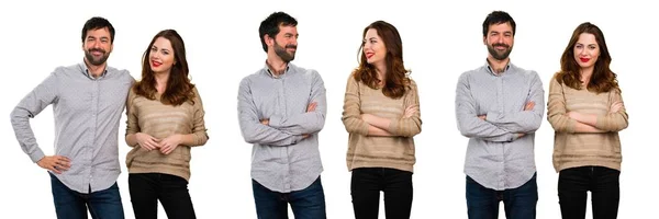 Aantal Jonge Paar Met Hun Armen Gekruist — Stockfoto