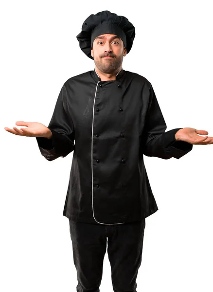 Chef Homem Uniforme Preto Infeliz Frustrado Com Algo Porque Não — Fotografia de Stock