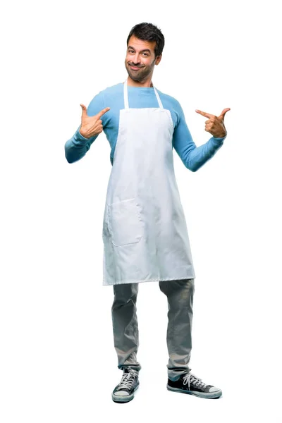 Full Length Shot Man Wearing Apron Proud Self Satisfied Love — Stock Photo, Image