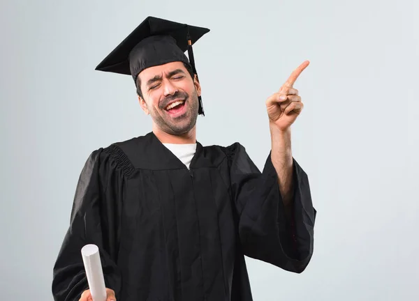 Homme Jour Son Diplôme Université Profiter Danser Tout Écoutant Musique — Photo