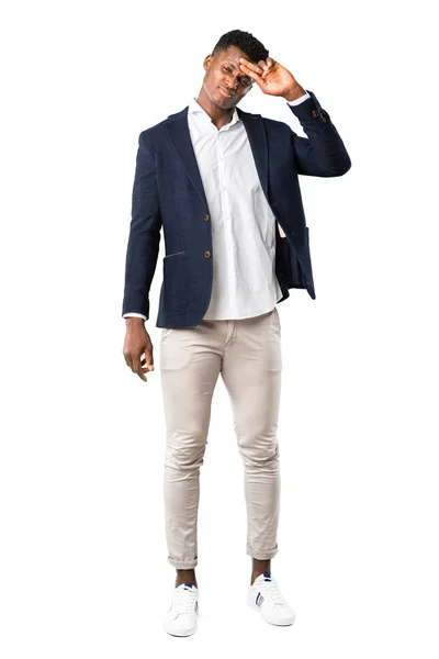 Tam Vücut Yakışıklı Afro Amerikan Adamın Beyaz Arka Plan Üzerinde — Stok fotoğraf