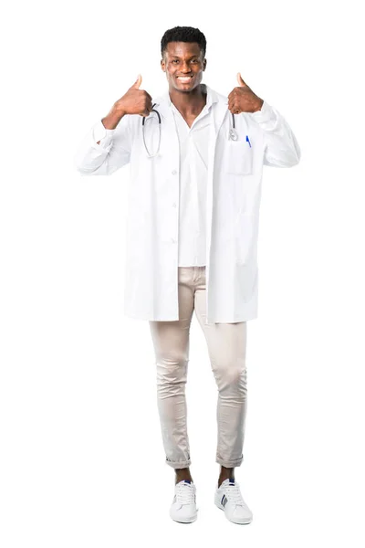 Afro Amerikai Orvos Hogy Egy Remek Gesztus Mosolygott Mert Teljes — Stock Fotó