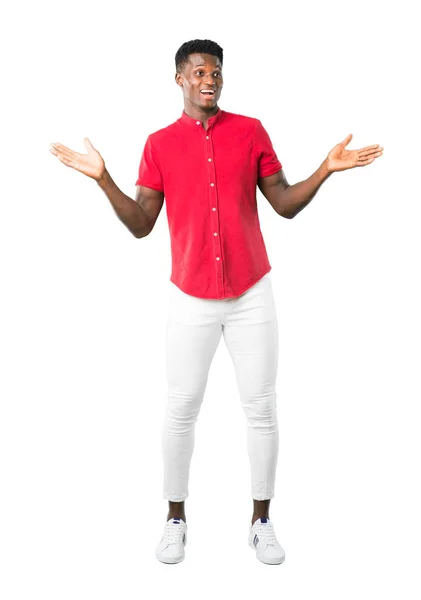 Full Body Young African American Man Surprise Shocked Facial Expression — Stock Photo, Image