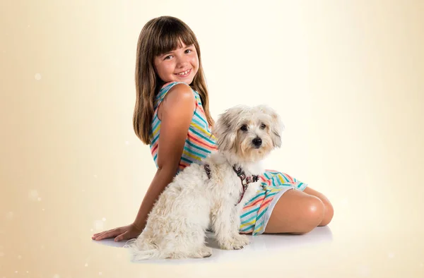 Jeune Fille Avec Son Chien — Photo