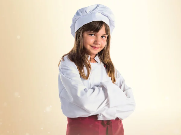 Piccola Ragazza Carina Vestita Come Uno Chef Con Braccia Incrociate — Foto Stock