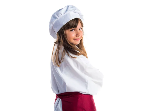 Niña Linda Vestida Como Chef Con Los Brazos Cruzados —  Fotos de Stock