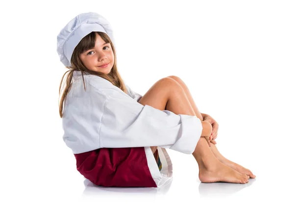 Little Cute Girl Dressed Chef — Stock Photo, Image