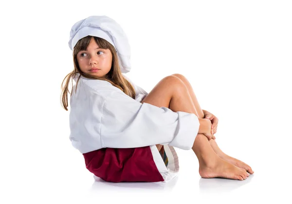 Little Cute Girl Dressed Chef — Stock Photo, Image