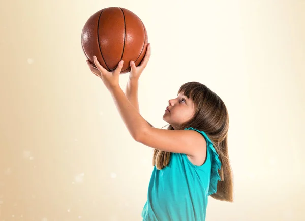 Petite Fille Jouant Basket — Photo