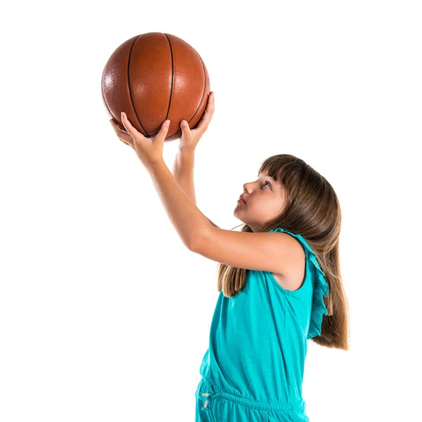 Little Girl Playing Basketball — Stock Photo, Image