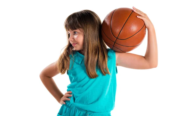 Menina Jogando Basquete — Fotografia de Stock