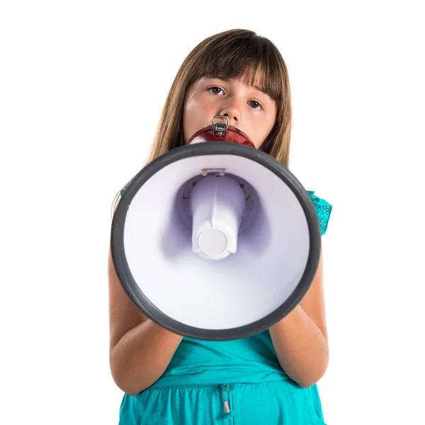 Jovem Gritando Por Megafone — Fotografia de Stock