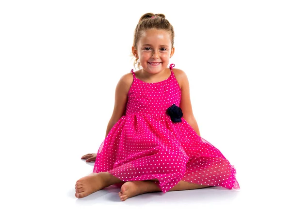 Kleines Mädchen Mit Rosa Kleid — Stockfoto