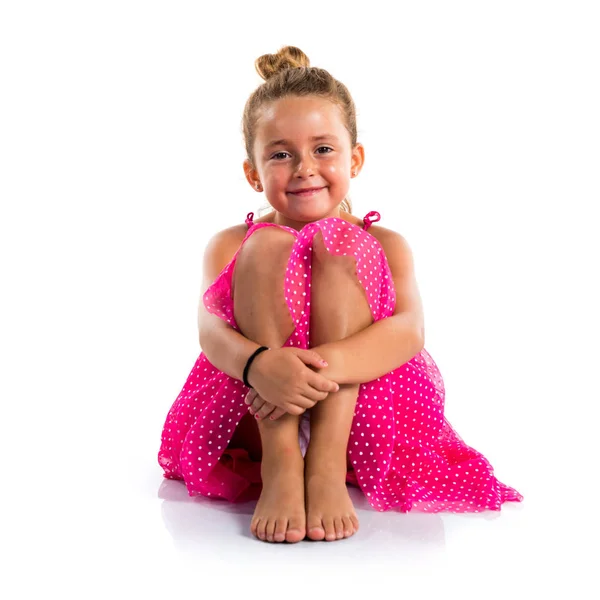 Маленькая Девочка Розовом Платье — стоковое фото