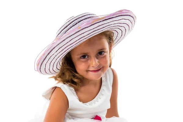 Niña Rubia Con Sombrero —  Fotos de Stock