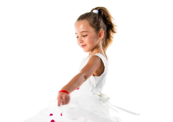 Niña Vestida Como Una Princesa Bailando —  Fotos de Stock