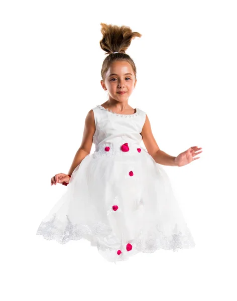 Kleines Mädchen Als Prinzessin Verkleidet Beim Springen — Stockfoto