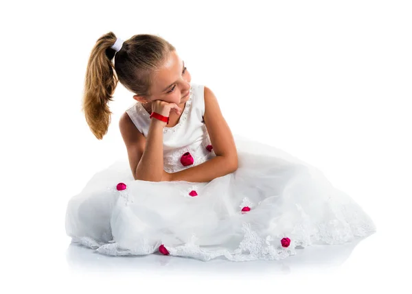 Little Princess Girl Thinking — Stock Photo, Image