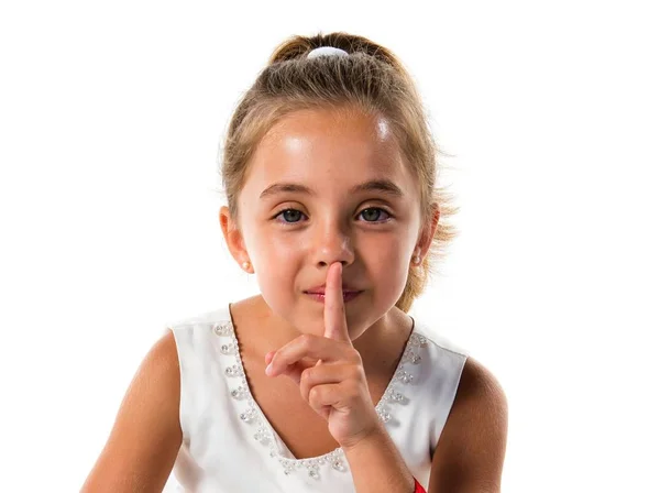 Little Princess Girl Making Silence Gesture — Stock Photo, Image