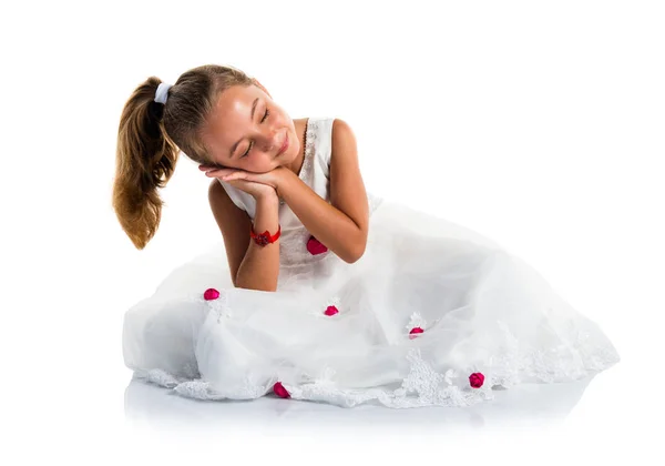 Little Princess Girl Doing Sleep Gesture — Stock Photo, Image