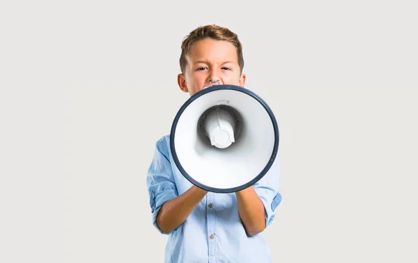 Ragazzino Con Megafono Mano — Foto Stock