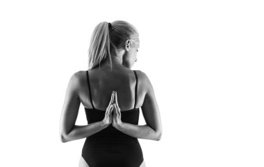 Yoga ders pratik maillot genç sarışın kadın