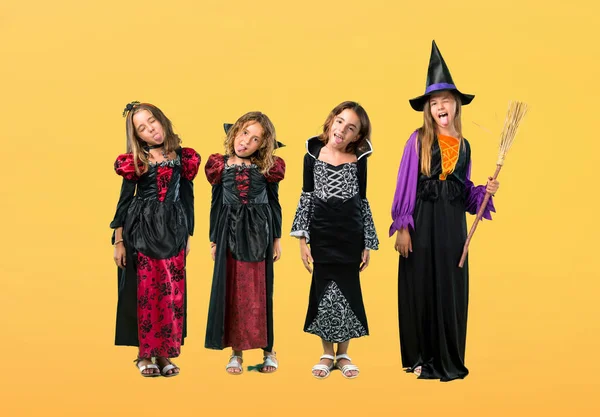 Set Van Meisje Verkleed Als Een Vampier Voor Halloween Vakantie — Stockfoto