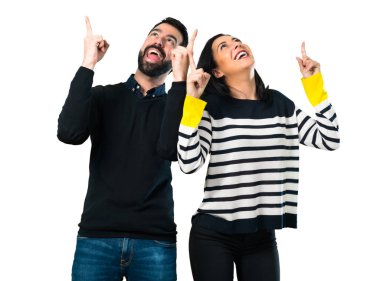 Beyaz arka plan üzerinde yukarıyı çift