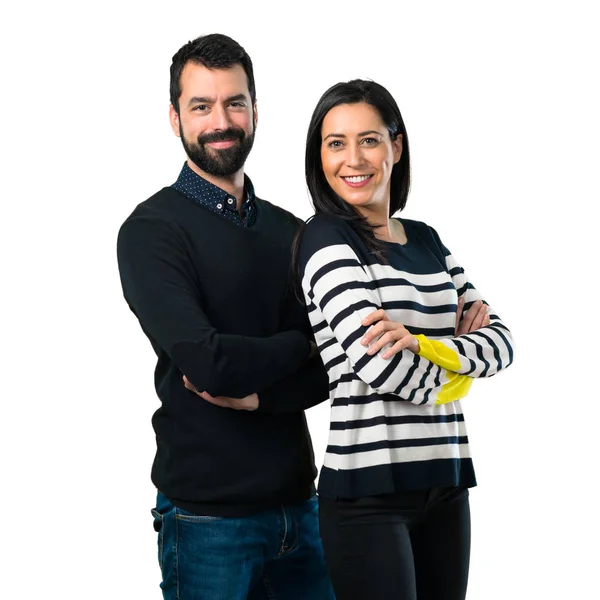 Pareja Con Los Brazos Cruzados Sobre Fondo Blanco — Foto de Stock