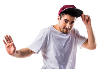 İzole beyaz zemin üzerine kentsel dansçı