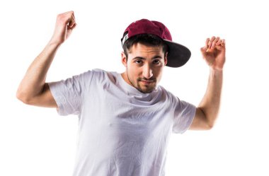 İzole beyaz zemin üzerine kentsel dansçı