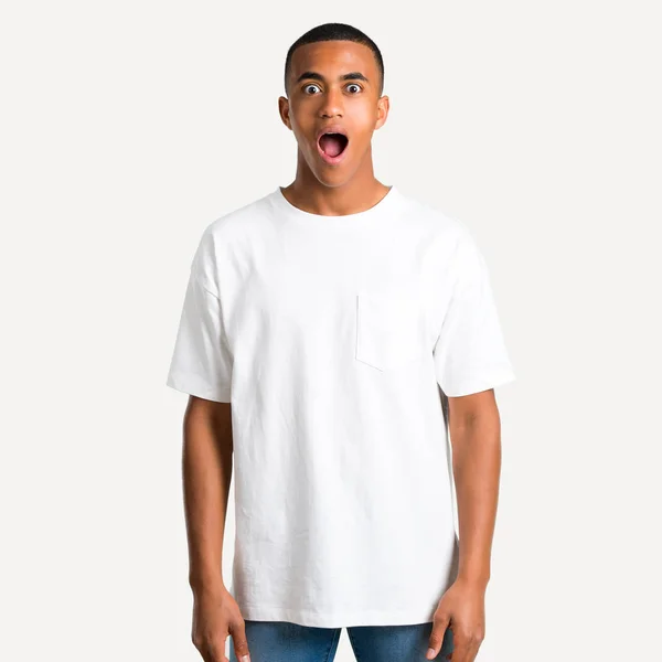 Jovem Afro Americano Com Expressão Facial Surpresa Chocada Baping Porque — Fotografia de Stock