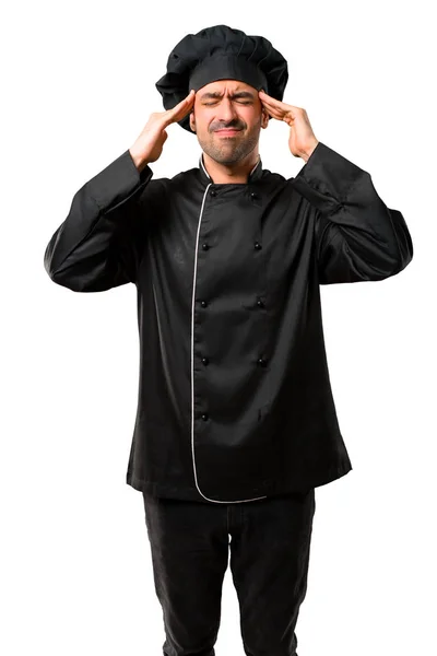 Chef Homem Uniforme Preto Infeliz Frustrado Com Algo Expressão Facial — Fotografia de Stock