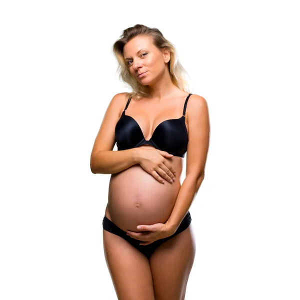 바탕에 속옷에 임신한 — 스톡 사진