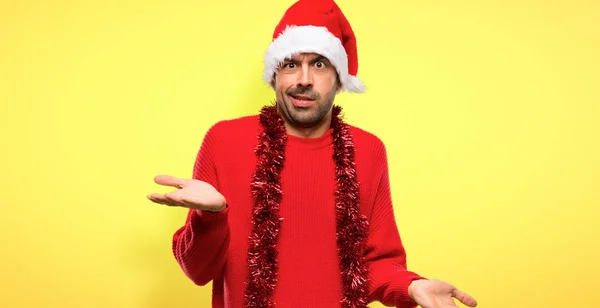 Man Red Clothes Celebrating Christmas Holidays Unhappy Frustrated Something Because — Stock Photo, Image