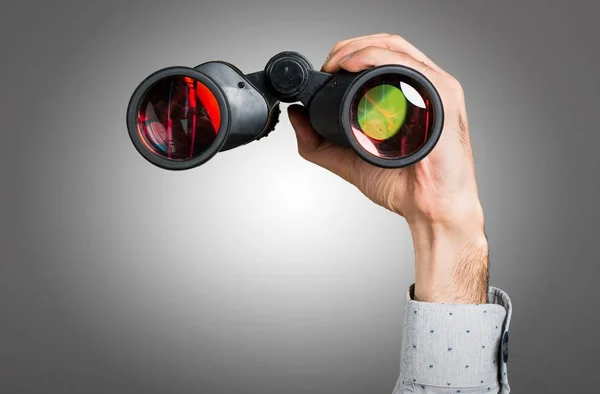 Hand Man Holding Binoculars — Stock Photo, Image