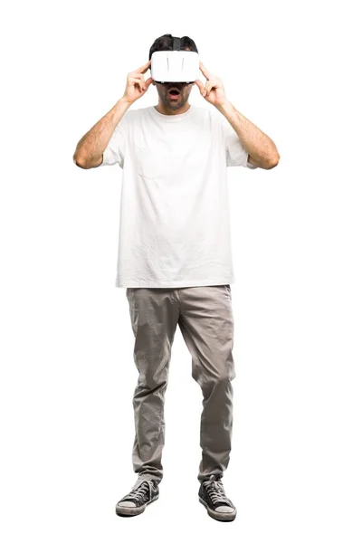 Uma Foto Completa Homem Usando Óculos Fundo Branco Isolado — Fotografia de Stock