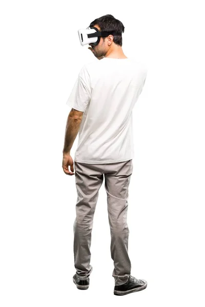 Una Toma Completa Hombre Usando Gafas Sobre Fondo Blanco Aislado — Foto de Stock