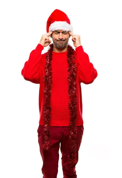 Hombre Con Ropa Roja Celebrando Las Fiestas Navidad Infeliz Frustrado — Foto de Stock