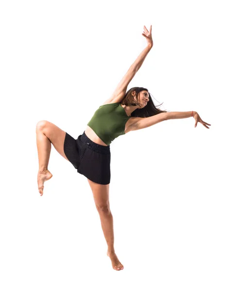 Jovencita Bailando Estudio Sobre Fondo Aislado —  Fotos de Stock