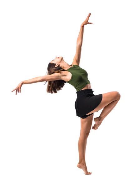 Jovencita Bailando Estudio Sobre Fondo Aislado —  Fotos de Stock