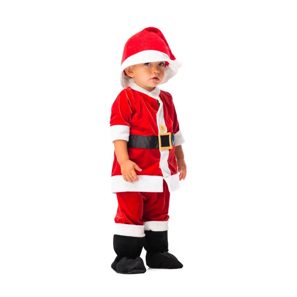 Entzückendes Kleines Baby Als Weihnachtsmann Verkleidet Auf Weihnachtsfeiern — Stockfoto