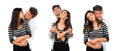 Genç çift stand ve ararken kolaj